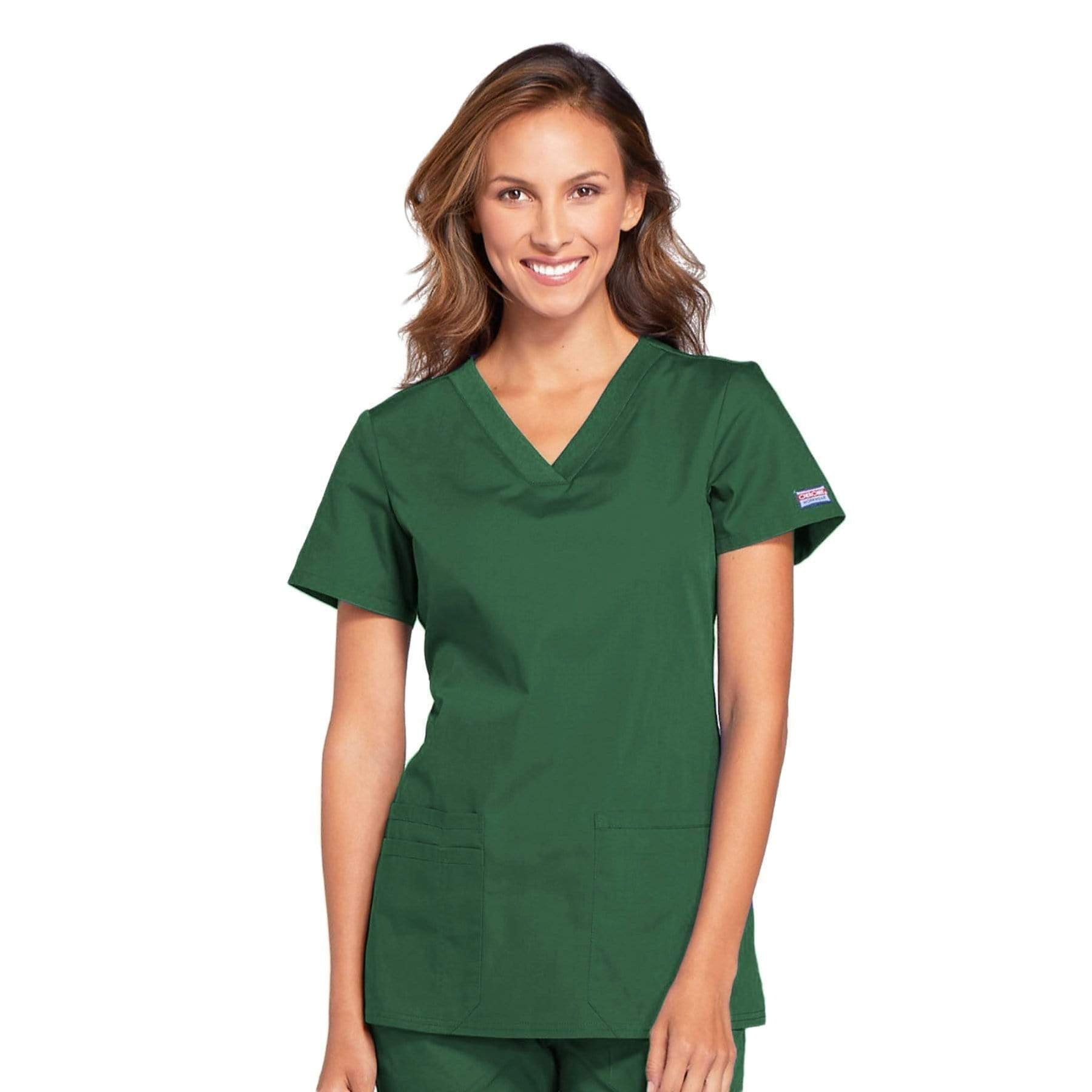 Cherokee Scrubs Top 2XL Cherokee Workwear WW645 Scrubs Top Women's V-Neck Hunter Green