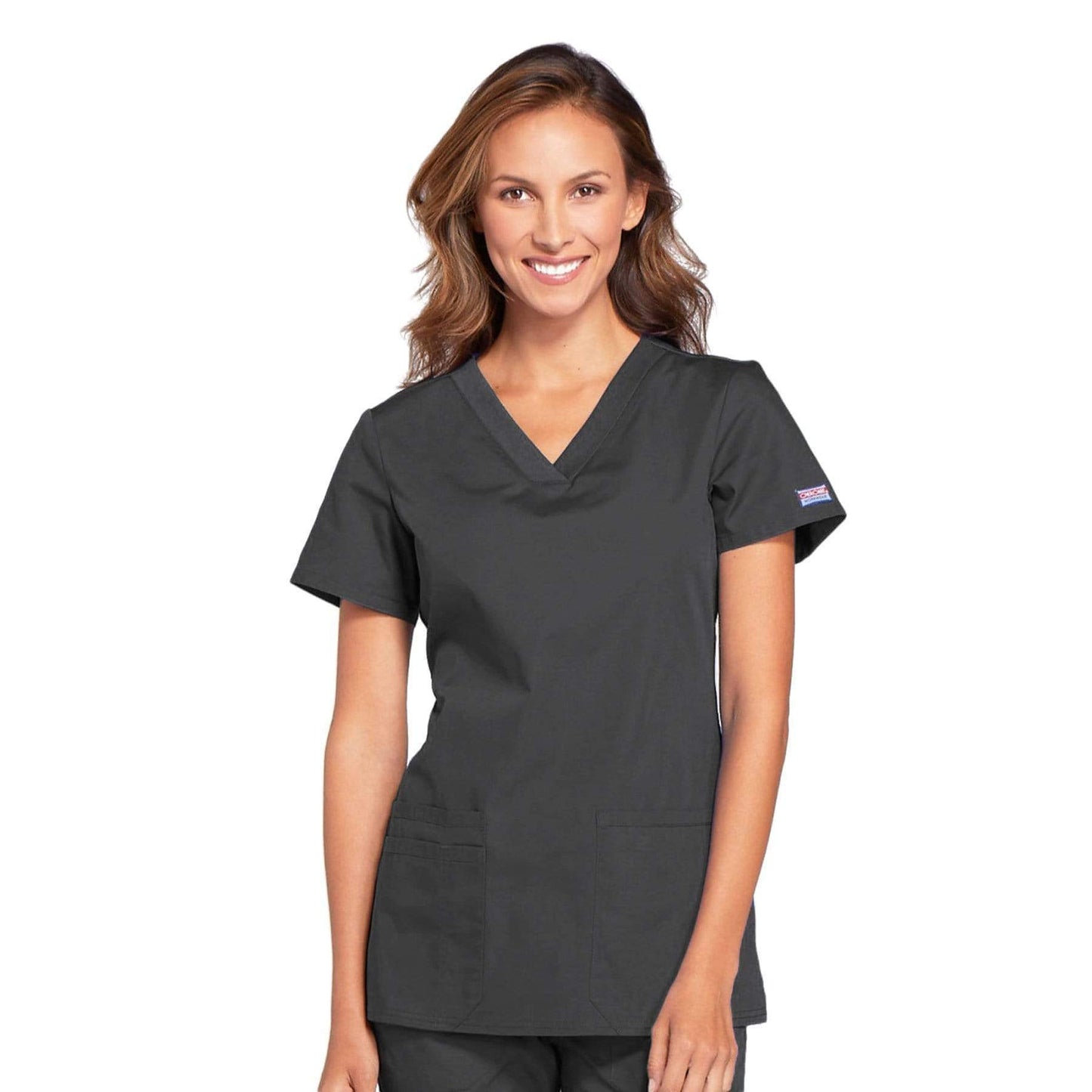 Cherokee Scrubs Top 2XL Cherokee Workwear WW645 Scrubs Top Women's V-Neck Pewter
