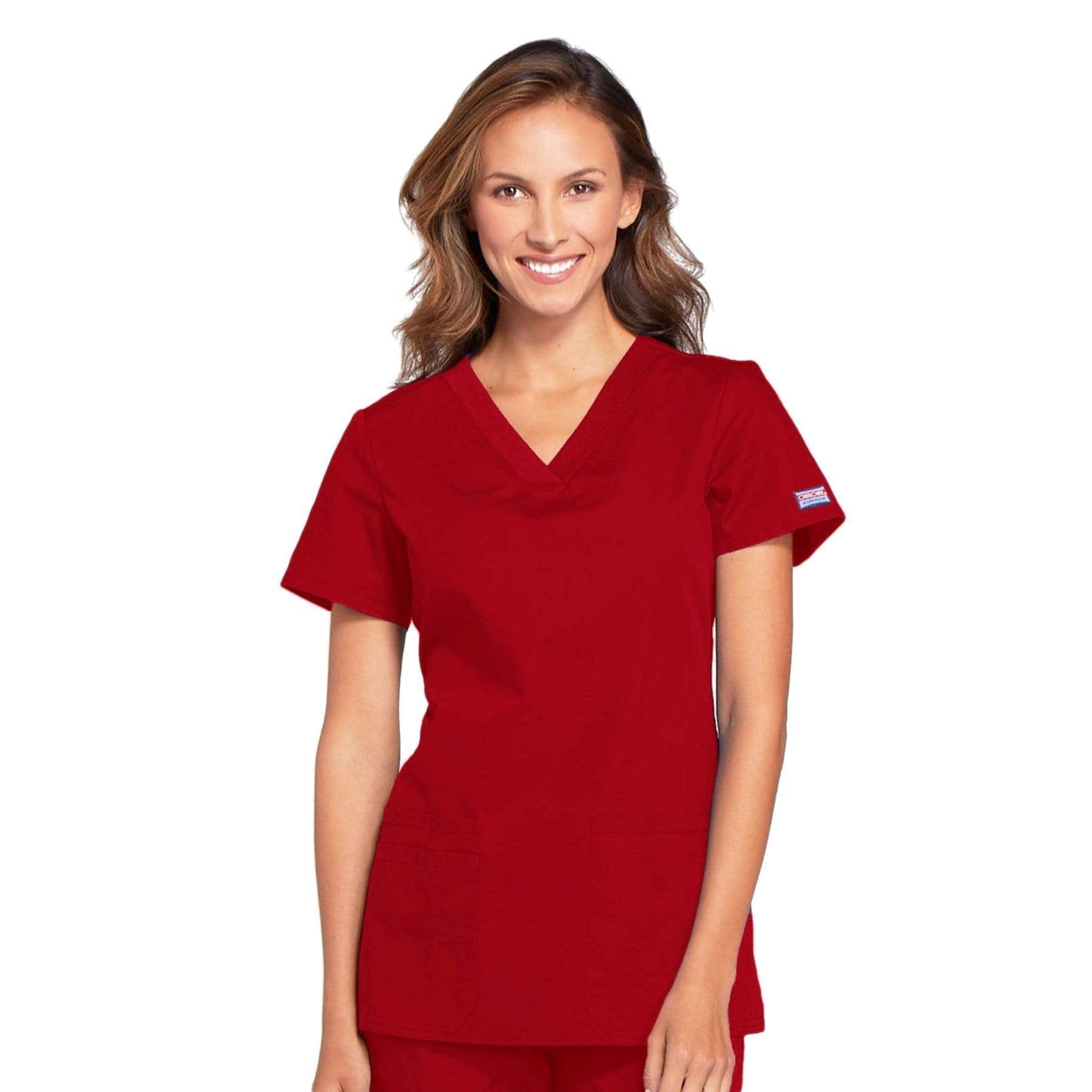 Cherokee Scrubs Top 2XL Cherokee Workwear WW645 Scrubs Top Women's V-Neck Red
