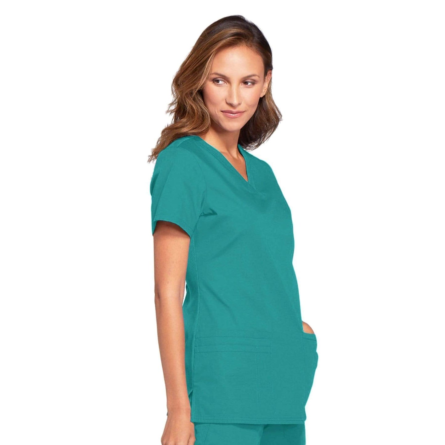 Cherokee Scrubs Top Cherokee Workwear WW645 Scrubs Top Women's V-Neck Teal Blue