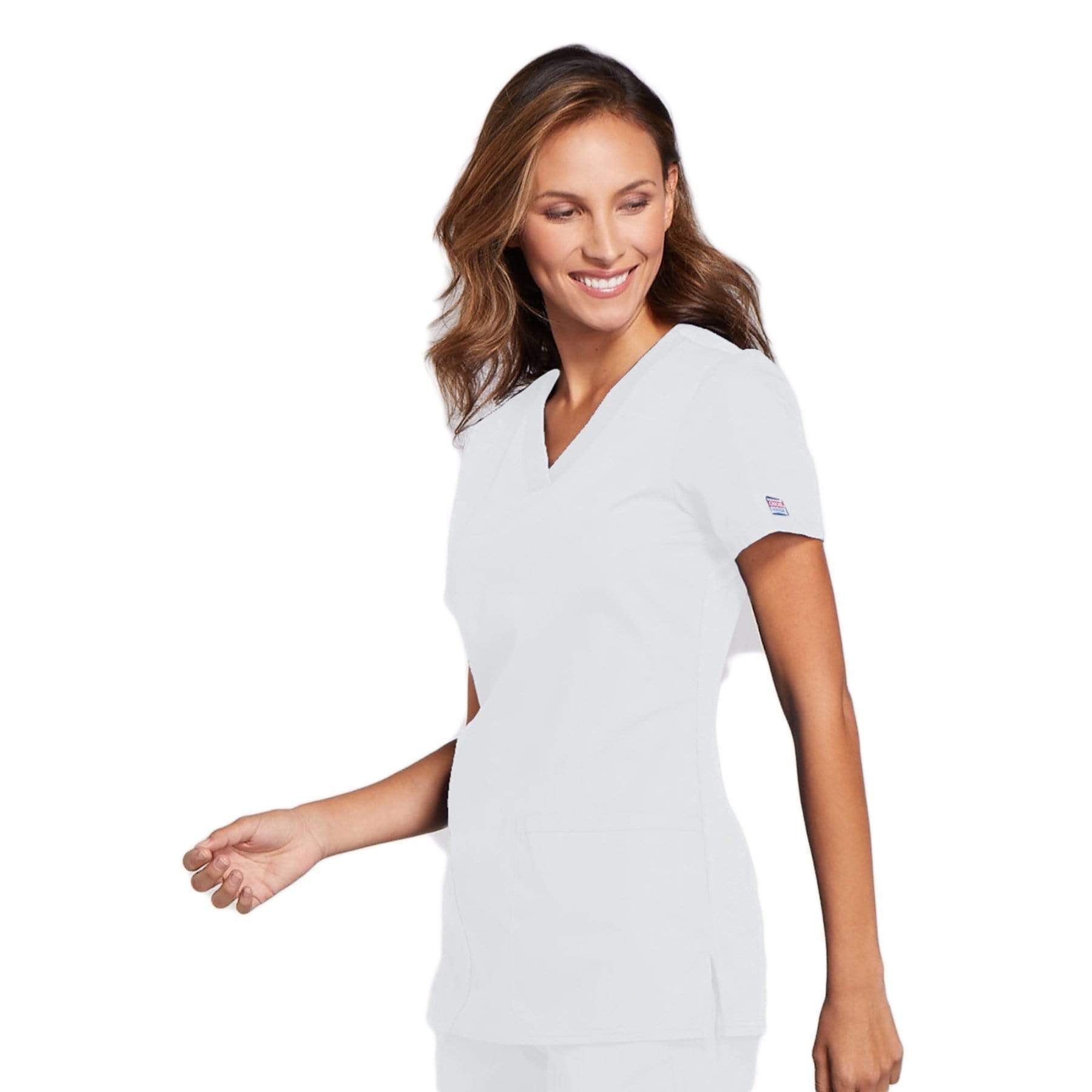 Cherokee Scrubs Top Cherokee Workwear WW645 Scrubs Top Women's V-Neck White