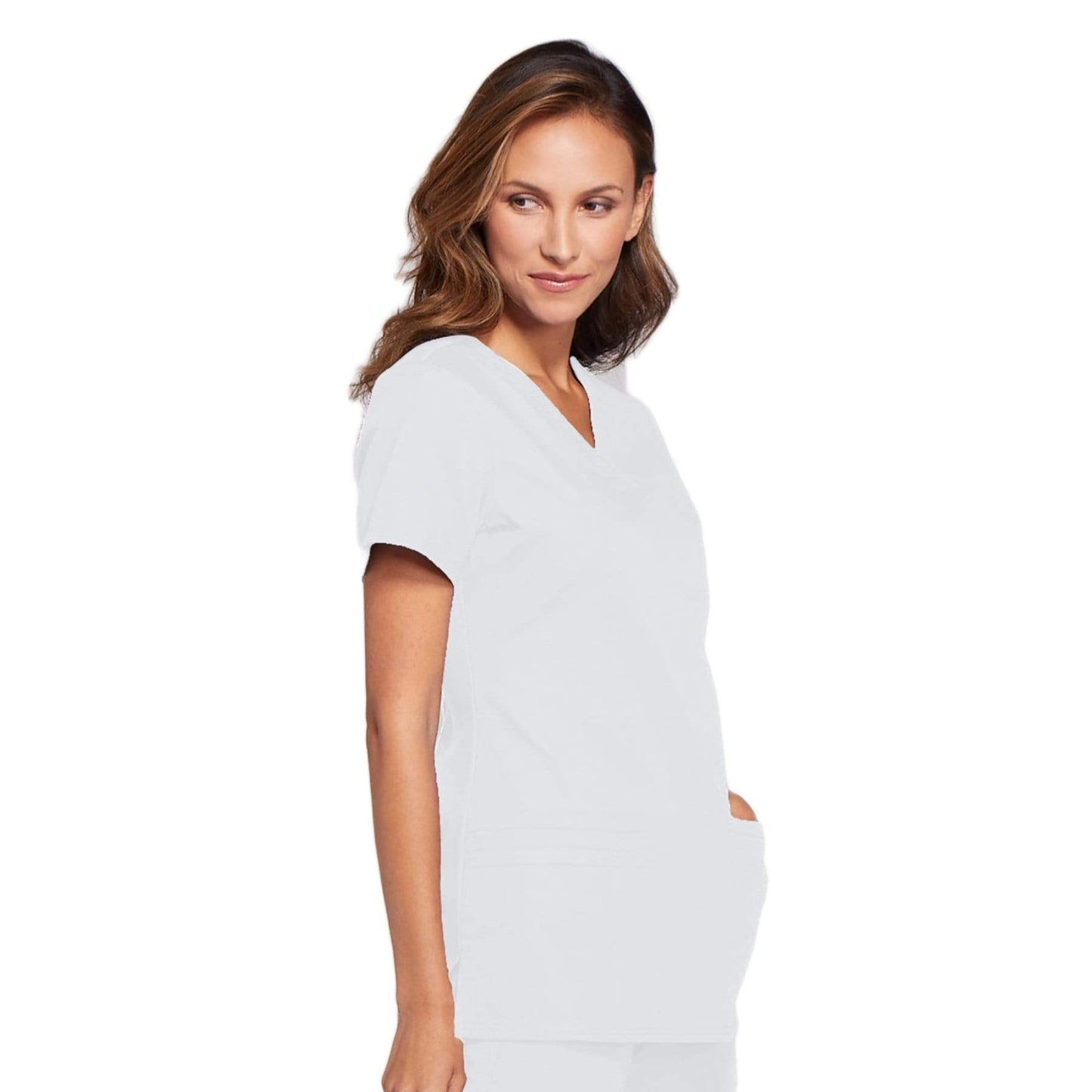 Cherokee Scrubs Top Cherokee Workwear WW645 Scrubs Top Women's V-Neck White