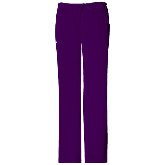 Cherokee Scrub Pants Luxe Low Rise Straight Leg Drawstring Pant Eggplant Pant