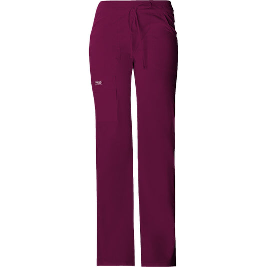 Cherokee Workwear Pant WW Core Stretch Contemporary Fit Low Rise Drawstring Cargo Pant Wine Pant