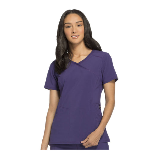 Cherokee Scrub Top Infinity Mock Wrap Top Grape Top