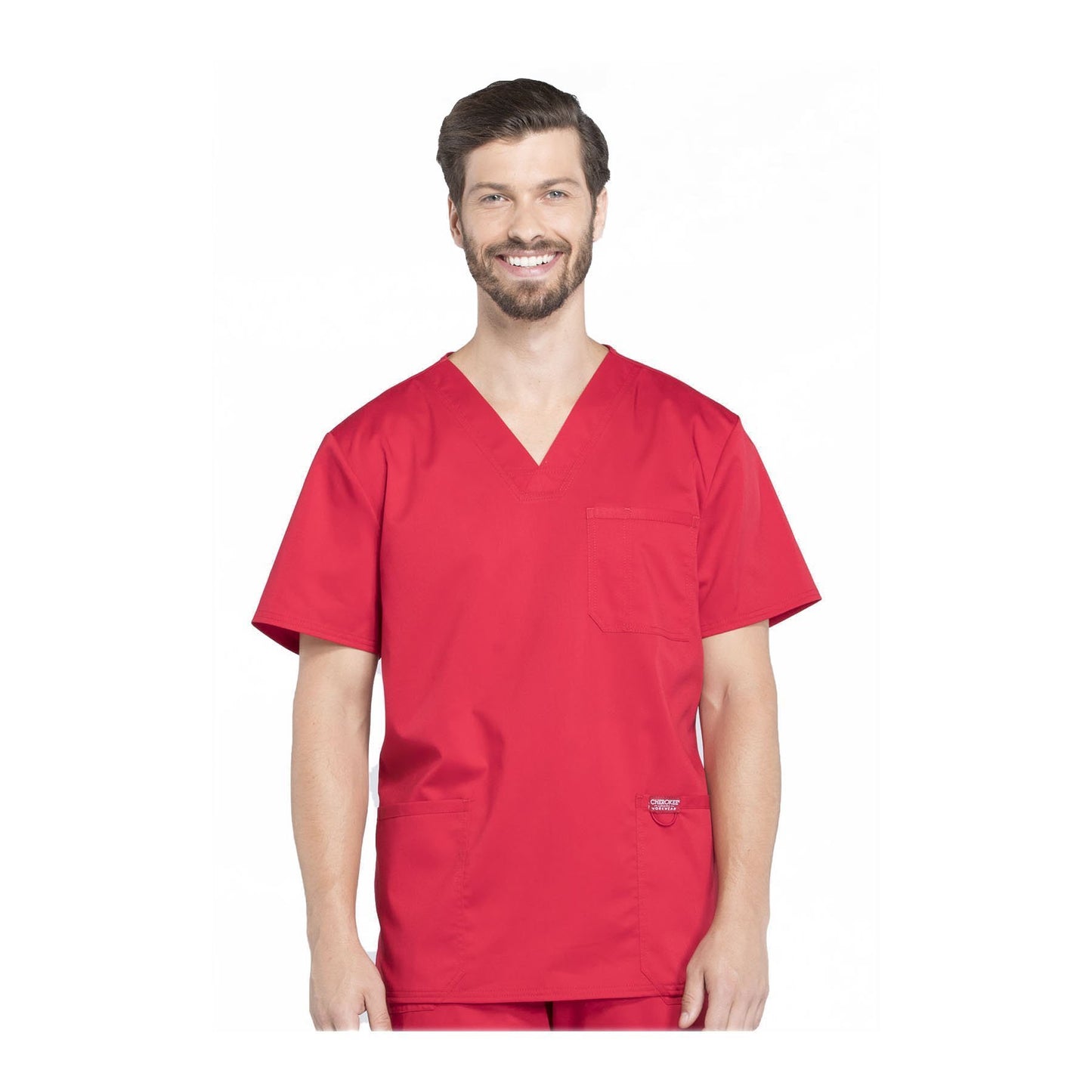 Cherokee Workwear Top WW Revolution Men's Men's V-Neck Top Red
